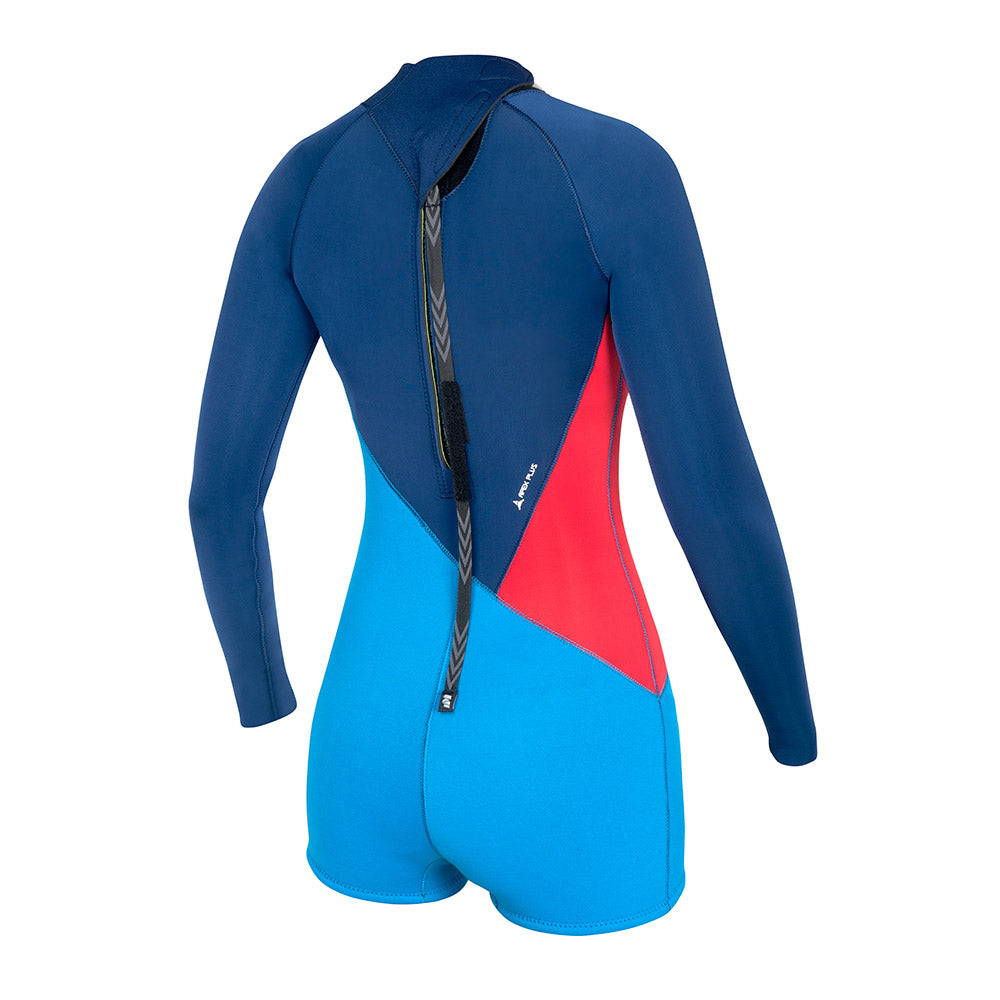 NP Spice Long Sleeve 2-2 Back Zip Women's Wetsuit Red Blue Size 4