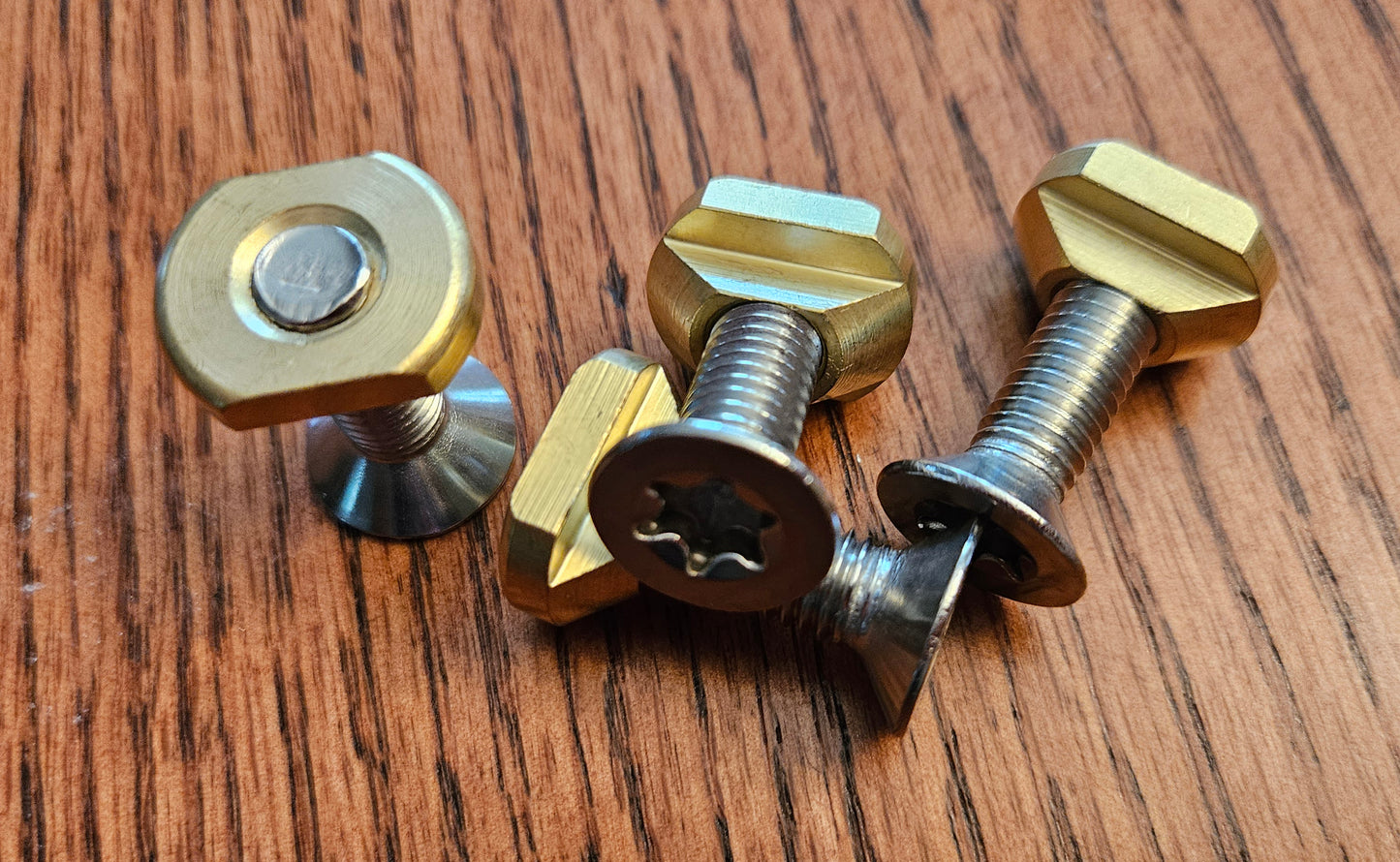 M8 Brass Hydrofoil Track T-Nuts and Stainless Steel M8 x 35mm Torx Mounting Bolts- Set