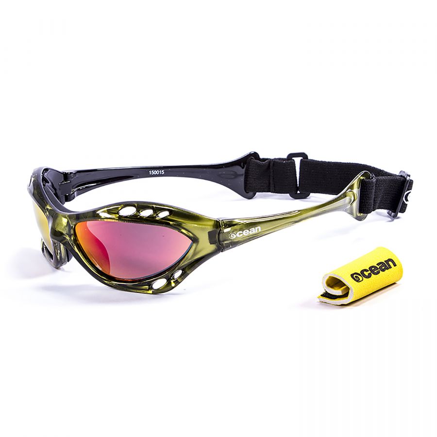 Ocean Sunglasses Cumbuco Translucent Green frames w-polorized Revo Lens