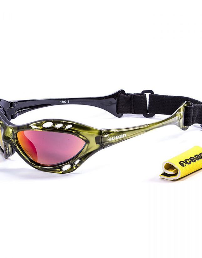 Ocean Sunglasses Cumbuco Translucent Green frames w-polorized Revo Lens
