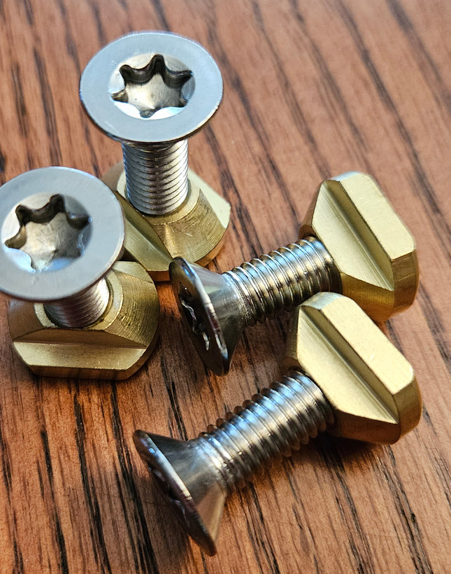 M8 Brass Hydrofoil Track T-Nuts and Stainless Steel M8 x 35mm Torx Mounting Bolts- Set