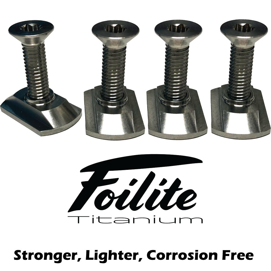 Foilite - M6 Titanium Hydrofoil Hardware Set - 4 Track Nuts and 4 M6 Bolts