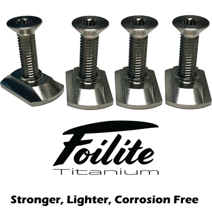 Foilite - M6 Titanium Hydrofoil Hardware Set - 4 Track Nuts and 4 M6 Bolts