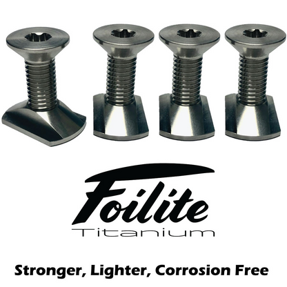 Foilite - M6 Titanium Hydrofoil Hardware Set - 4 Track Nuts and 4 M8 Bolts