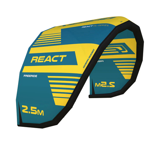 Ocean Rodeo React 2.5m Trainer Kite with bar-lines, harness, bag , & pump