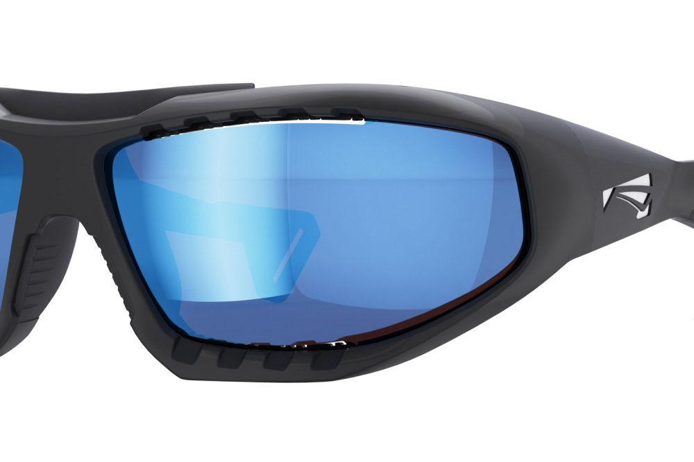 Lip Surge Ice Blue Polarized Sunglasses Matte Black Frames