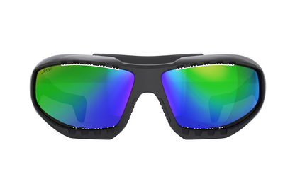 Lip Surge Blue/Green Polarized Sunglasses Matte Black Frames