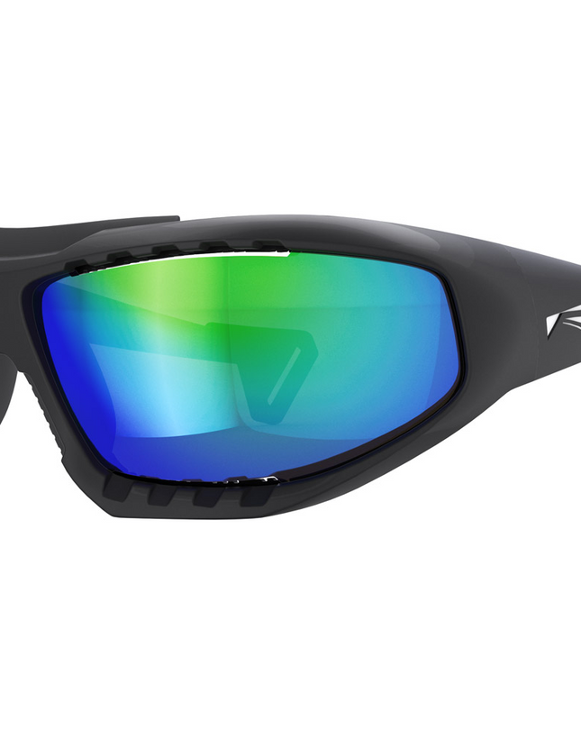 Lip Surge Blue/Green Polarized Sunglasses Matte Black Frames