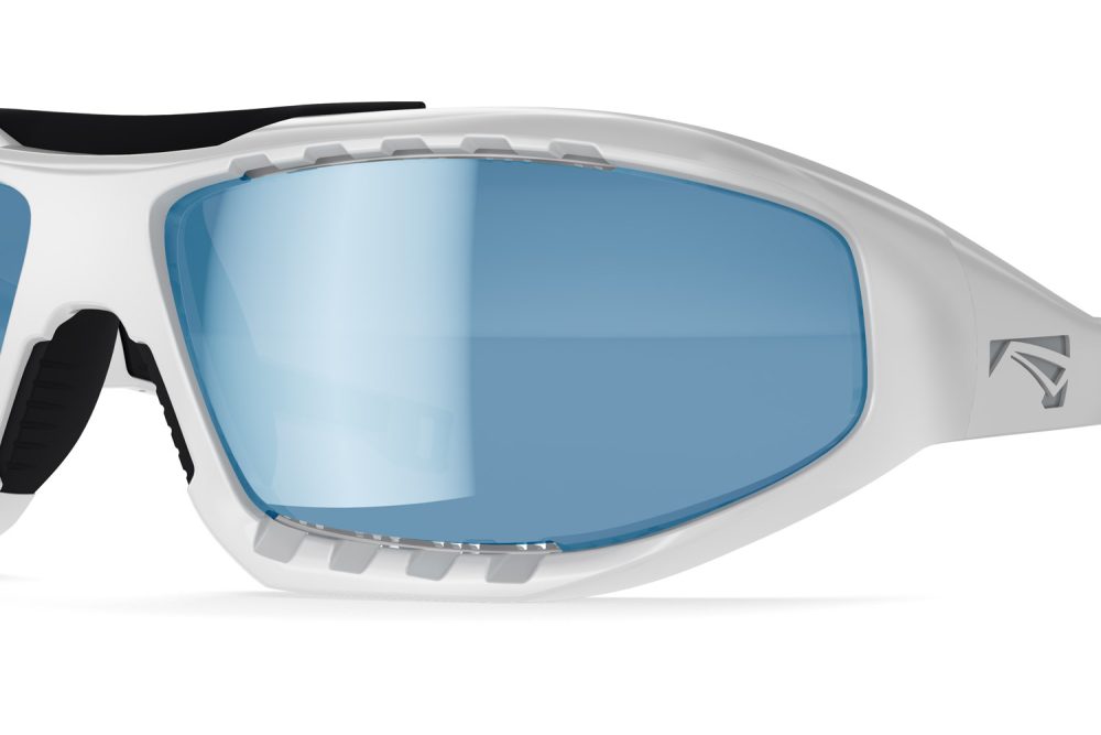 Lip Surge Aero Polarized Sunglasses White Frames with Ice Blue Lenses