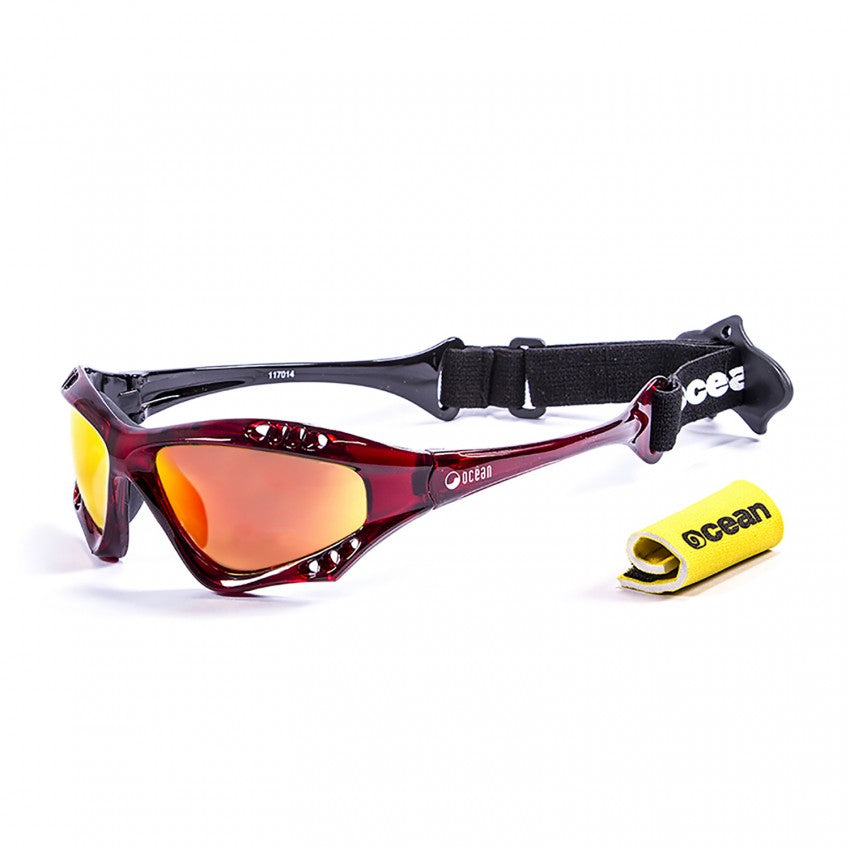 Ocean Sunglasses Cumbuco Translucent Red frames with polorized Revo lens