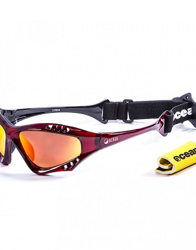 Ocean Sunglasses Cumbuco Translucent Red frames with polorized Revo lens