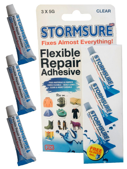 Stormsure Clear Repair Adhesive Glue Three 5g tubes