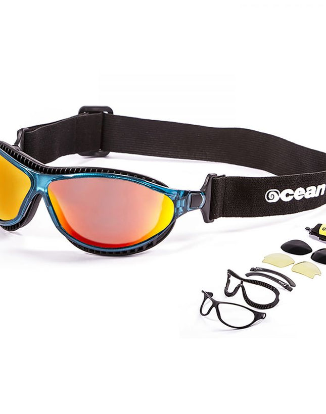 Ocean Sunglasses Tierra De Fuego Translucent Blue frames with polarized Revo lens