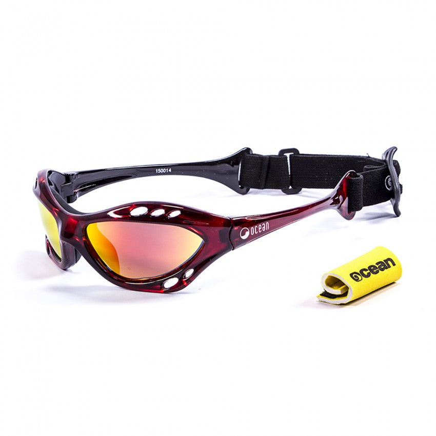Ocean Sunglasses Cumbuco Translucent Red frames w/polorized Revo lens